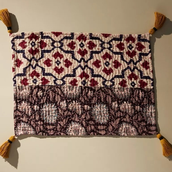 Anthropologie Dining Set Of 2 Anthropologie Upcycled Heritage Placemats Red Motif Poshmark